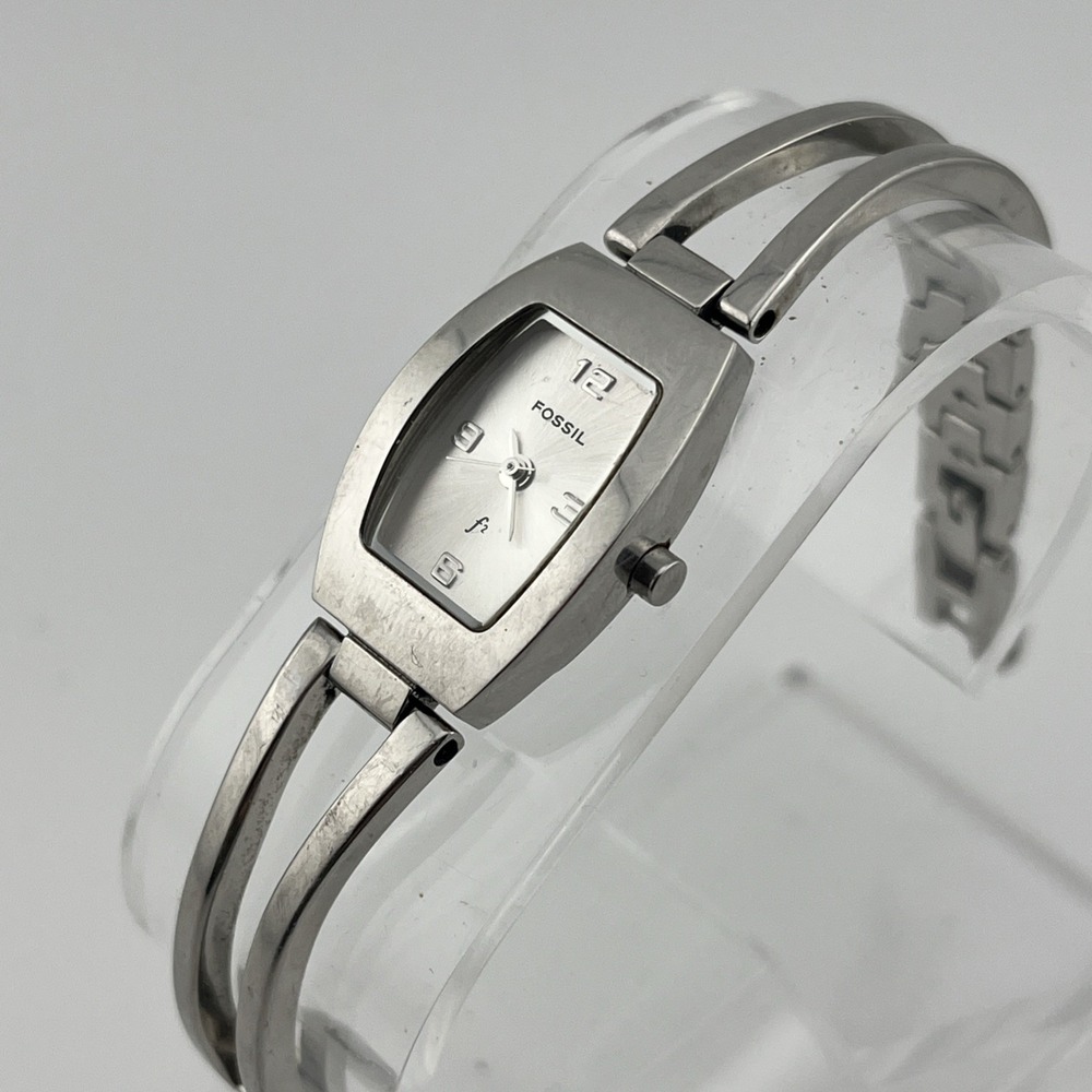 Fossil F2 Watch Women 18mm Case‎ Silver 6.5" Band ES-9645 New Battery - Picture 3 of 8